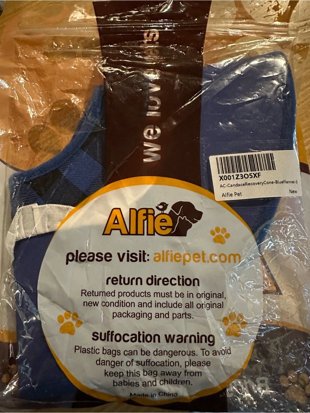 Alfie Pet Candace Recovery Cone Collar Blue Flannel Size Small - Picture 2 of 11